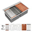 Sarlai 33in Drop In Double Bowl 50/50 Low Divide Stainless Steel Workstation Kitchen Sink