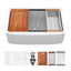 Sarlai 33''x21'' White Ceramic Apron-Front Workstation Kitchen Sink with Step Ledge & Accessories