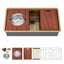 Sarlai 36''x19'' Gold Undermount Workstation Kitchen Sink Single Bowl Step Kitchen Sink