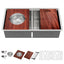 Sarlai 36" Undermount Workstation Kitchen Sink - 16 Gauge Stainless Steel 50/50 Double Bowl with Low Divider
