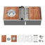 Sarlai 39'' Low Divider Undermount Kitchen Sink - 16G Stainless Steel 60/40 Double Basin Workstation with Salad Prep Bowls