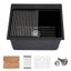 Sarlai 23''x20''Drop-In Quartz Laundry Sink Black Granite Composite Utility Workstation Sink