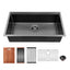 Sarlai Gunmetal Black Single Bowl Undermount Stainless Steel Workstation Kitchen Sink