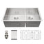 Sarlai 33'' x 19'' Stainless Steel Double Bowl Low Divide Undermount Kitchen Sink