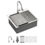 Sarlai 25''x22'' Deep Drop-In Stainless Steel Kitchen Sink, 16 Gauge Topmount Single Bowl with Cup Rinser, Soap Dispenser & Faucet