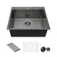 Sarlai 25in Drop In Gunmetal Black Single Bowl Stainless Steel Kitchen Sink