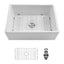 Sarlai 28''x20'' Apron Front Vitreous Fireclay Farmhouse Sink, Single Bowl White Porcelain Kitchen Farmer Basin