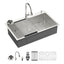 Sarlai 33''x22'' Deep Drop-In Stainless Steel Kitchen Sink, 16 Gauge Topmount Single Bowl with Cup Rinser, Soap Dispenser & Faucet