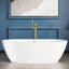Sarlai Modern Oval White Acrylic Freestanding Bathtub with Chrome Drain and Overflow