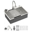 Sarlai 30''x22'' Deep Drop-In Stainless Steel Kitchen Sink, 16 Gauge Topmount Single Bowl with Cup Rinser, Soap Dispenser & Faucet