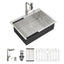 Sarlai 33'' x 22'' Drop In Workstation Kitchen Sink Single Bowl 16 Gauge SUS304 Stainless Steel Topmount Sink with Pull Out Faucet