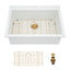 Sarlai 33''x22''White Ceramic Topmount Single Bowl Kitchen Sink with Gold Accessories