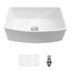 Sarlai 30''x19'' White Curved Apron Front Fireclay Farmhouse Kitchen Sink Single Bowl Porcelain Ceramic Farm Kitchen Basin
