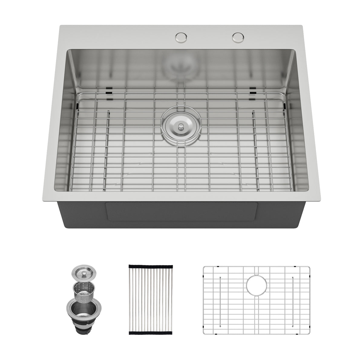 Sarlai 30''x22''Drop In Workstation Kitchen Sink 16 Gauge SUS304 Stainless Steel Single Bowl Topmount Sink with Accessories Main image