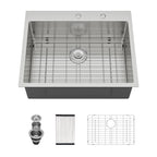 Sarlai 30''x22''Drop In Workstation Kitchen Sink 16 Gauge SUS304 Stainless Steel Single Bowl Topmount Sink with Accessories