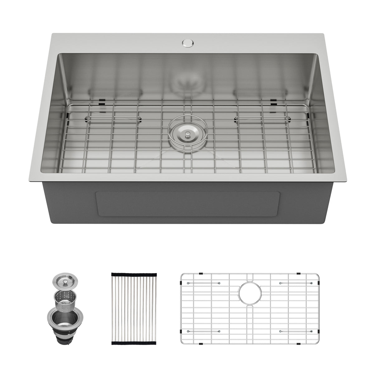 Sarlai 33''x22'' Drop In Kitchen Sink Single Bowl 16 Gauge SUS304 Stainless Steel Topmount Kitchen Sink