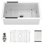 Sarlai 32in White Undermount Single Bowl Fireclay Ceramic Kitchen Sink