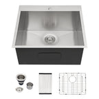 Sarlai 22'' Drop-In Laundry & Utility Kitchen Sink - 16 Gauge T304 Stainless Steel 22'' x 22'' x 12''