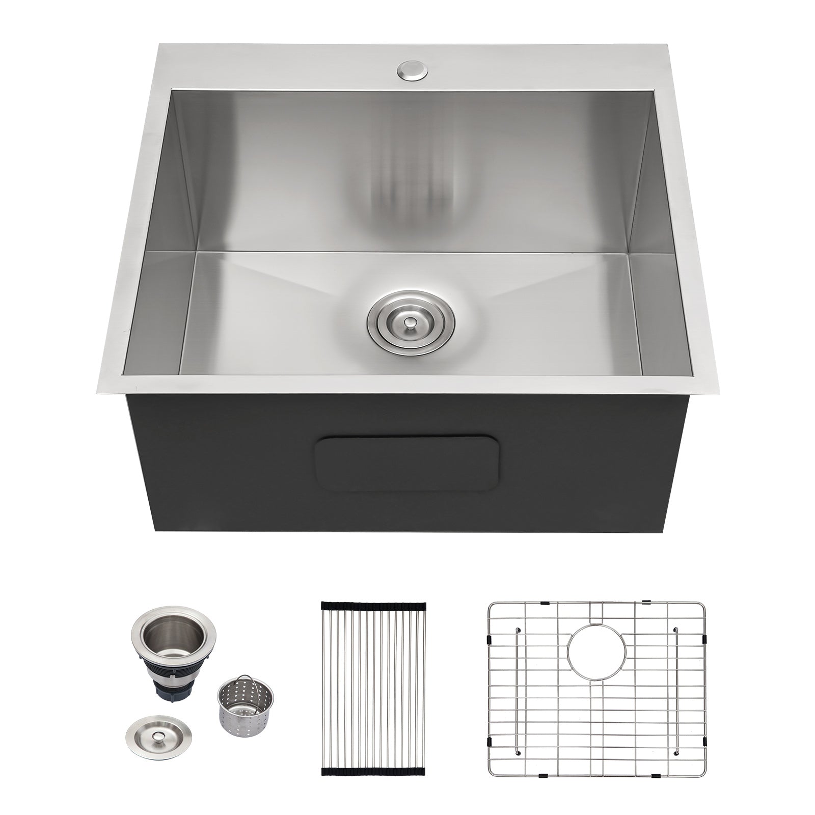 Sarlai 22'' Drop-In Laundry & Utility Kitchen Sink - 16 Gauge T304 Stainless Steel 22'' x 22'' x 12''