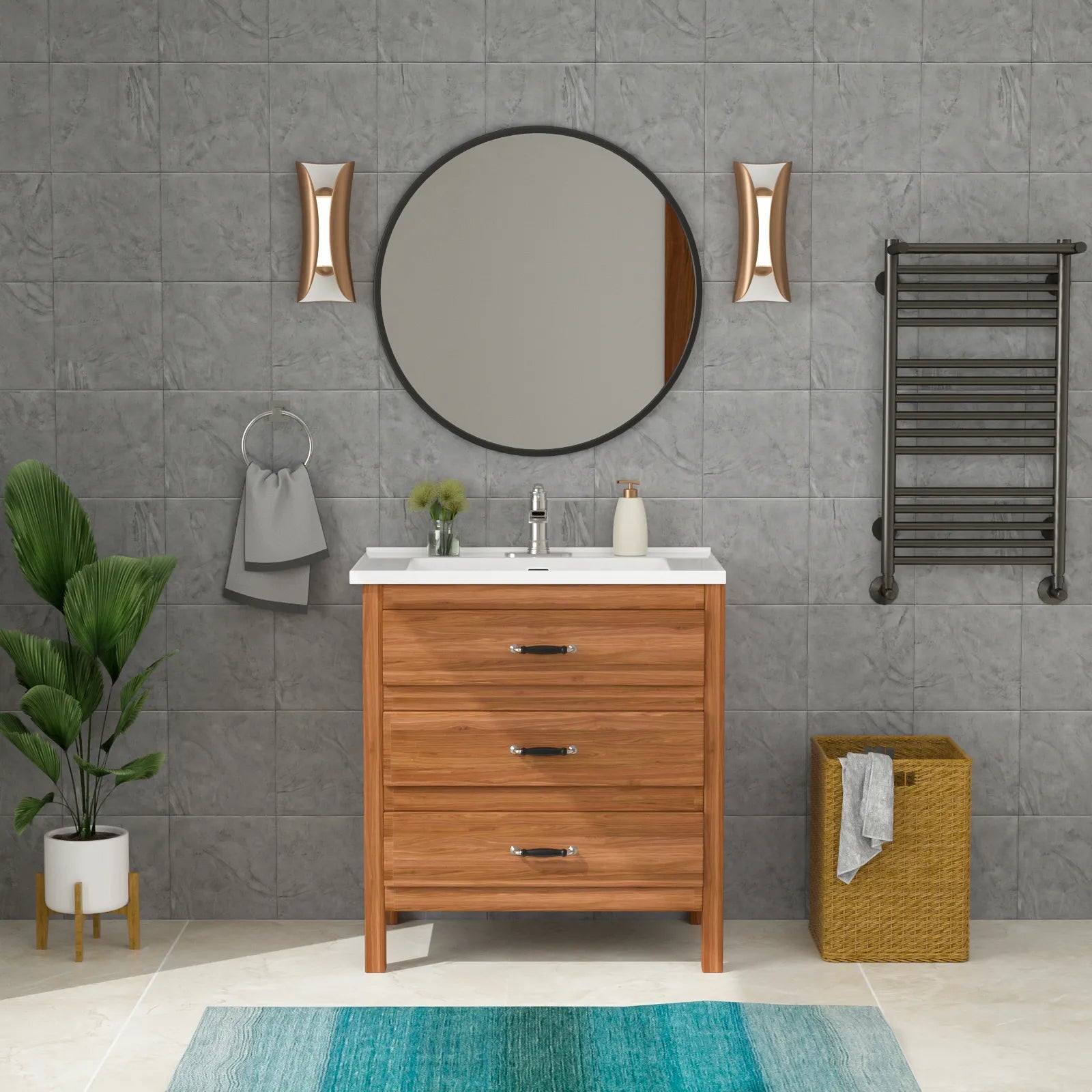 Sarlai 32'' x 20'' Drop-In Ceramic White Bathroom Sink Basin Secondary image