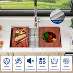 Sarlai 36in Undermount Workstation Sink - 16 Gauge 60/40 Double Bowl with Salad Prep Bowls