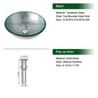 Sarlai 15.75 Inch Round Silver Foil Tempered Glass Vessel Sink Above Counter Bathroom Basin