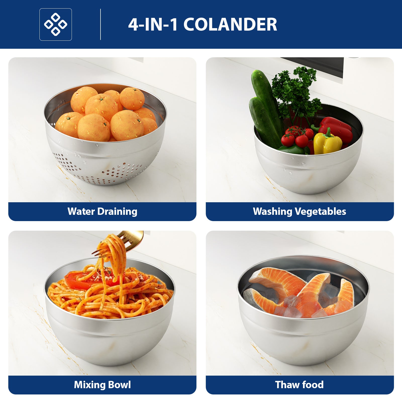 Sarlai 36in Undermount Workstation Sink - 16 Gauge 60/40 Double Bowl with Salad Prep Bowls