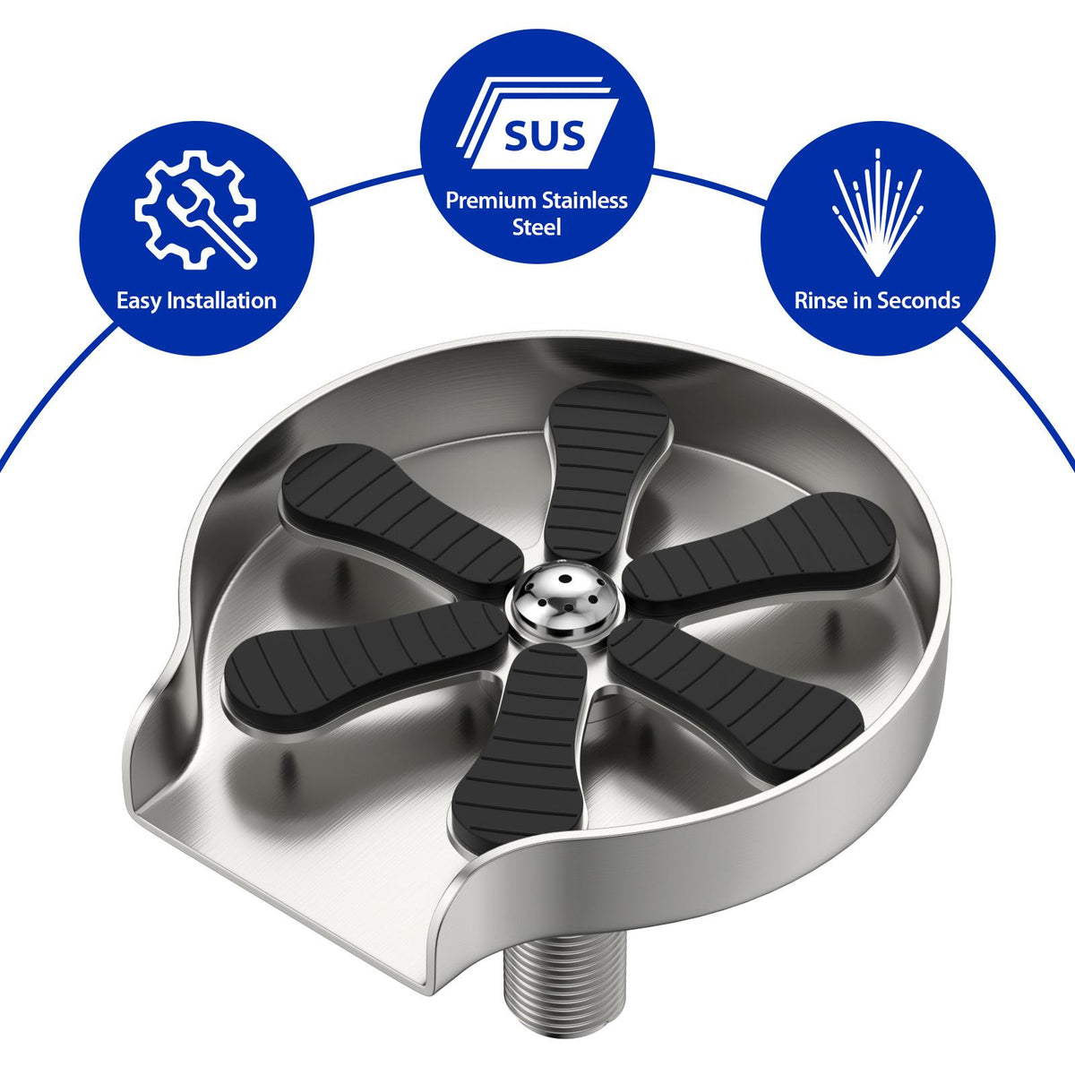 Sarlai Low Profile Stainless Steel Glass Rinser Sink Cup Washer