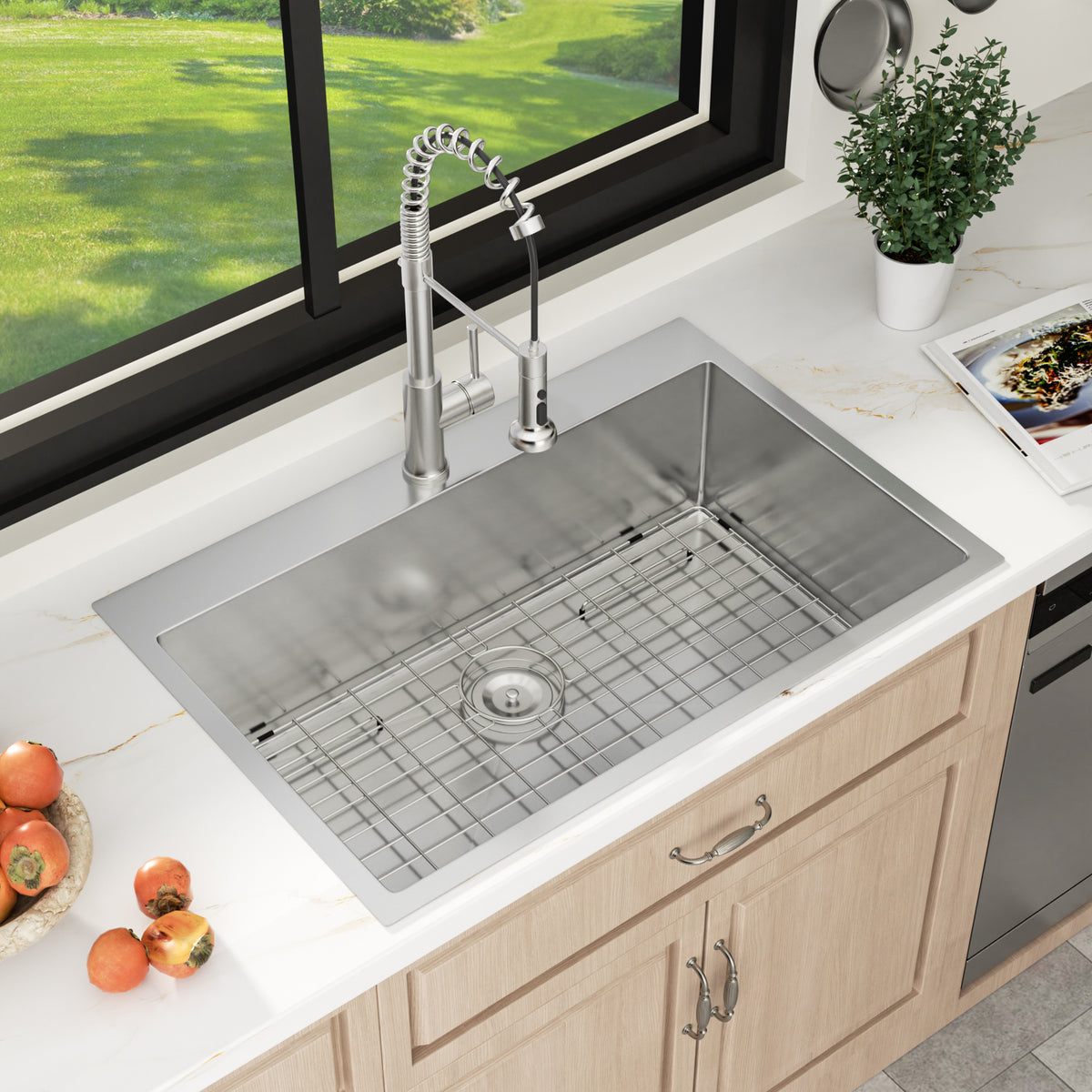 Sarlai 33''x22'' Drop In Kitchen Sink Single Bowl 16 Gauge SUS304 Stainless Steel Topmount Kitchen Sink