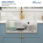 Sarlai 33" White Farmhouse Kitchen Sink 33 x 20 Inch Workstation Ledge Fireclay Single Bowl Apron Front Sink