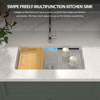Sarlai 33'' White Quartz Composite Undermount Workstation Kitchen Sink
