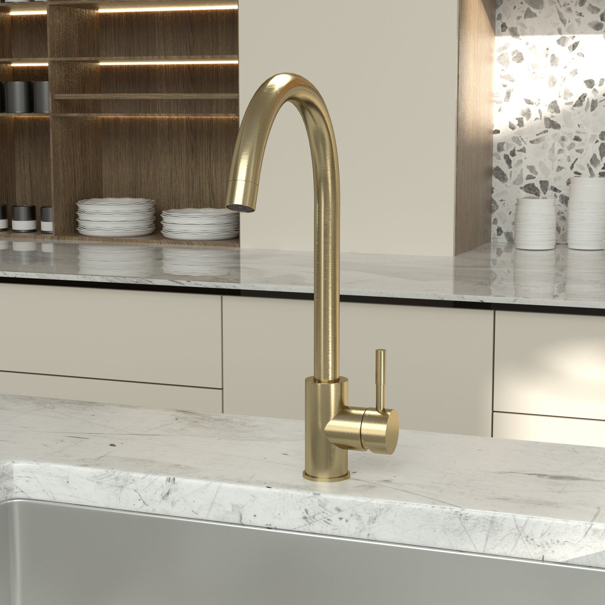 Sarlai 360 Degree Single Handle Brass Kitchen Faucet
