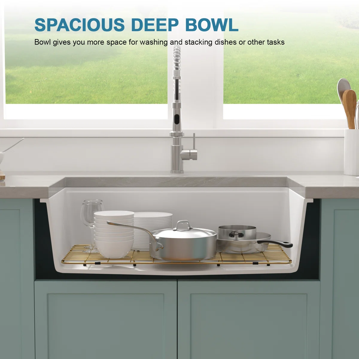 Sarlai 30in White Quartz Composite Undermount Workstation Kitchen Sink