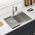 Sarlai 33'' x 22'' Drop In Workstation Kitchen Sink Single Bowl 16 Gauge SUS304 Stainless Steel Topmount Sink with Pull Out Faucet