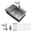 Sarlai 33'' Drop In Workstation Kitchen Sink 16 Gauge SUS304 Stainless Steel Single Bowl Topmount Kitchen Sink