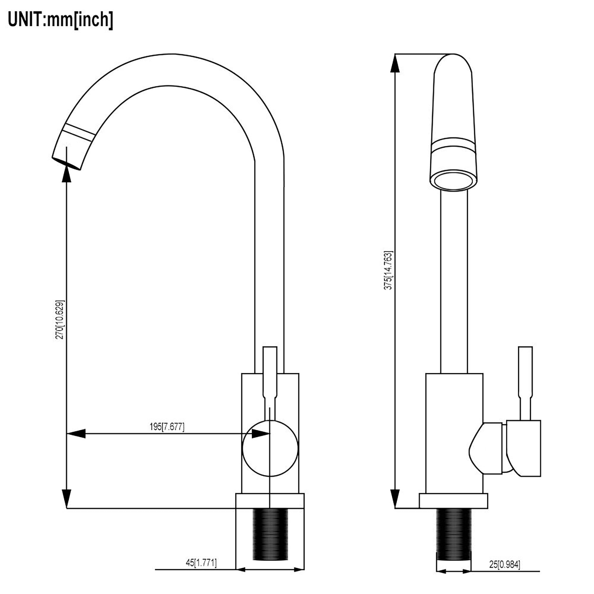 Sarlai 360 Degree Single Handle Brass Kitchen Faucet