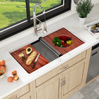 Sarlai 36in Undermount Workstation Sink - 16 Gauge 60/40 Double Bowl with Salad Prep Bowls
