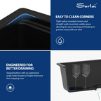 Sarlai 33in Black Quartz Composite Undermount 50/50 Double Bowl Workstation Kitchen Sink