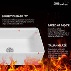 Sarlai 33" White Farmhouse Kitchen Sink 33 x 20 Inch Workstation Ledge Fireclay Single Bowl Apron Front Sink