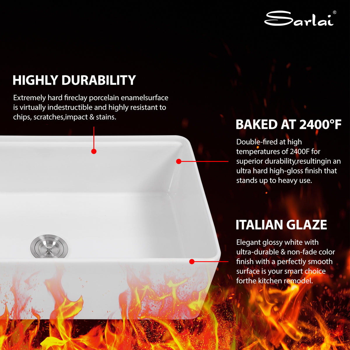 Sarlai 33 White Farmhouse Kitchen Sink - 33 x 20 Inch Farm Kitchen Sink Ledge Workstation White Ceramic Porcelain Fireclay Farmer Sinks Single Bowl Basin