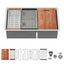 Sarlai 33'' Undermount Kitchen Sink - 60/40 Double Bowl Workstation with Low Divide