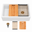 Sarlai 33" Quartz Composite Apron Front Workstation Kitchen Sink, Single Bowl Farmhouse Sink with Gold Drain, Roll-Up Rack & Cutting Board