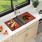 Sarlai 36'' Undermount Workstation Kitchen Sink - 16 Gauge Stainless Steel 50/50 Double Bowl with Low Divider