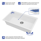 Sarlai 33'' White Quartz Composite Undermount Workstation Kitchen Sink