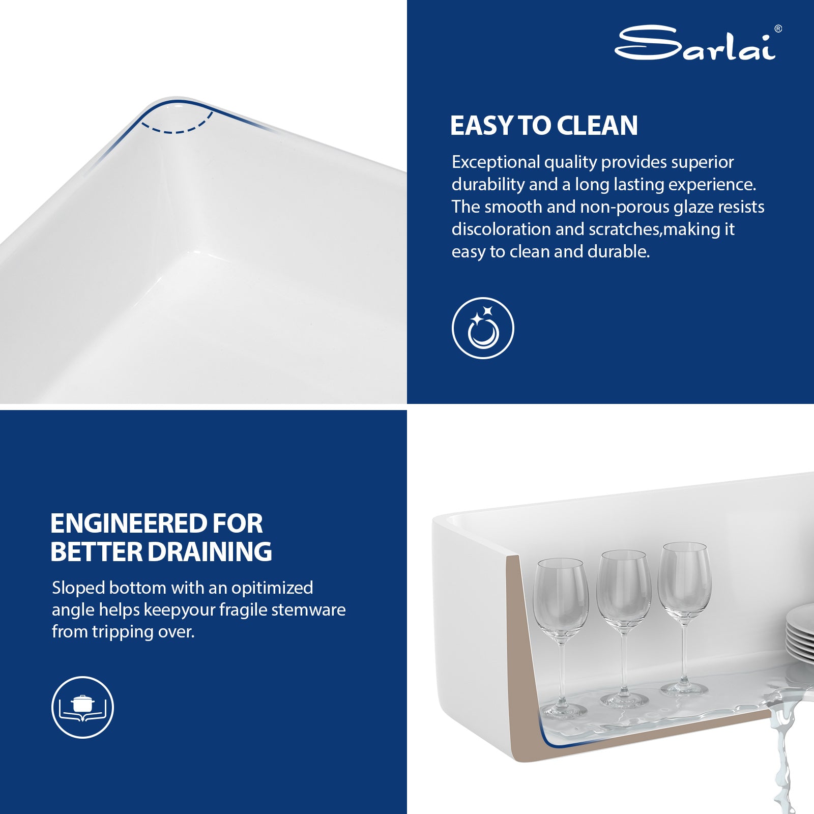 Sarlai 33 White Farmhouse Kitchen Sink - 33 x 20 Inch Farm Kitchen Sink Ledge Workstation White Ceramic Porcelain Fireclay Farmer Sinks Single Bowl Basin