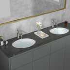 Sarlai Oval Vessel Undermount Bathroom Sink 18x15 Inch White Ceramic Modern Art Basin 16.25''x13.25''x5.5'' with Overflow