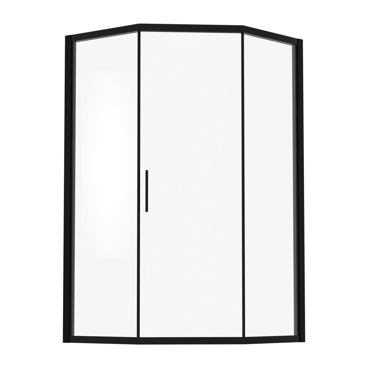 Sarlai 42''x 76''Corner Sliding Shower Enclosure Matte Black Framed Tempered Glass Shower Door