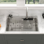 Sarlai 33'' x 22'' Stainless Steel Drop In Single Bowl Waterfall Workstation Kitchen Sink