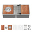 Sarlai 39'' Undermount Workstation Sink - 16 Gauge 50/50 Double Bowl with Salad Prep Bowls