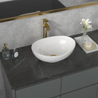 Oval Vessel Sink - Sarlai 16''x13'' Bathroom Sink Oval Shape Above Counter White Porcelain Ceramic Bathroom Vessel Vanity Sink Art Basin